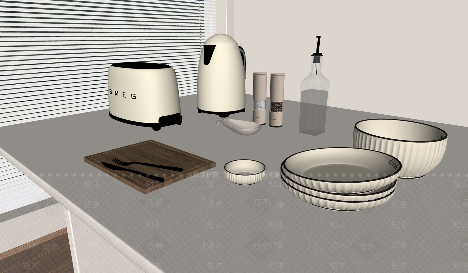 厨房用品组合SU模型下载【ID:1164402950】
