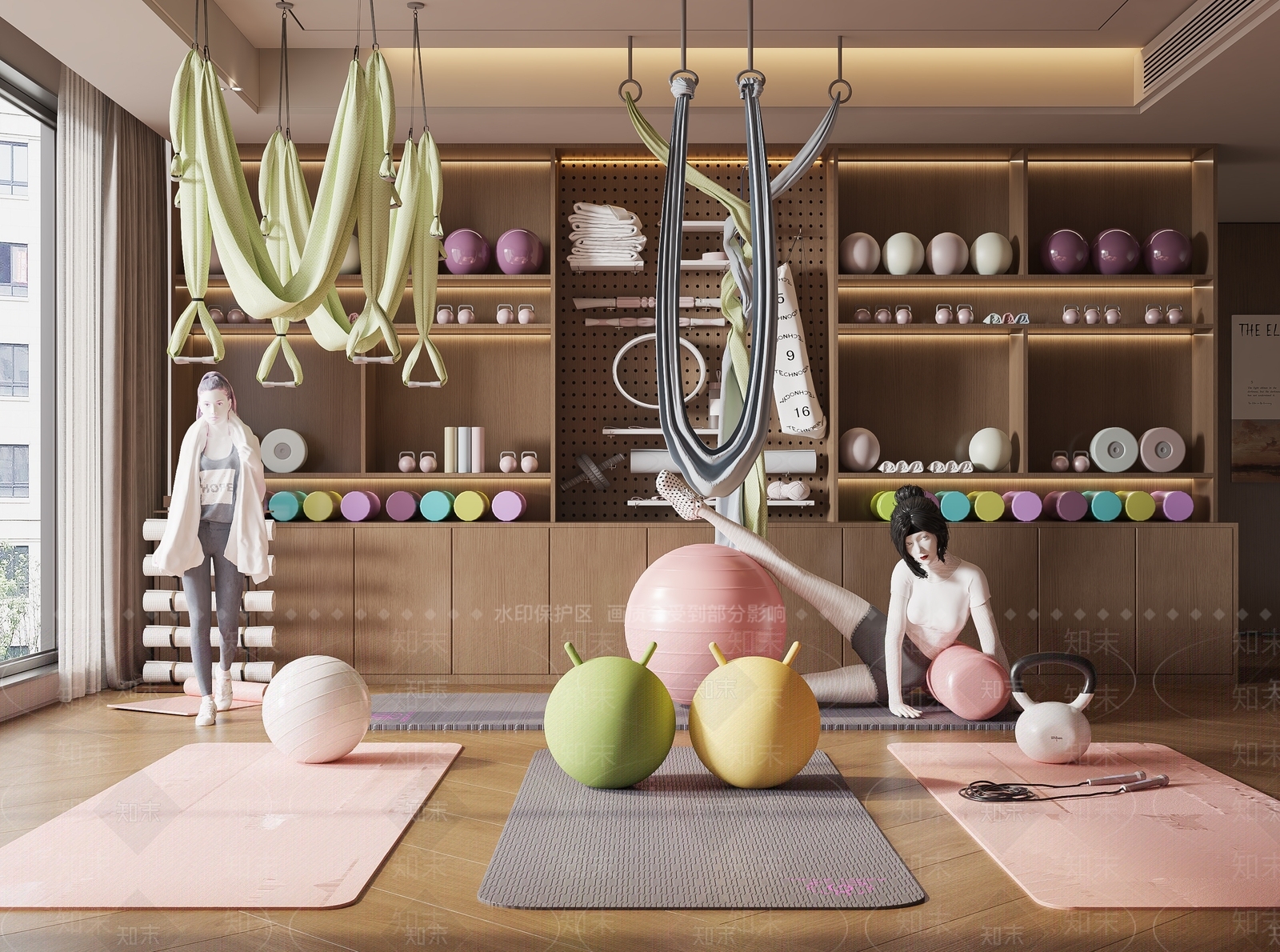 粉色健身球健身器材3D模型下载【ID:1227418946】