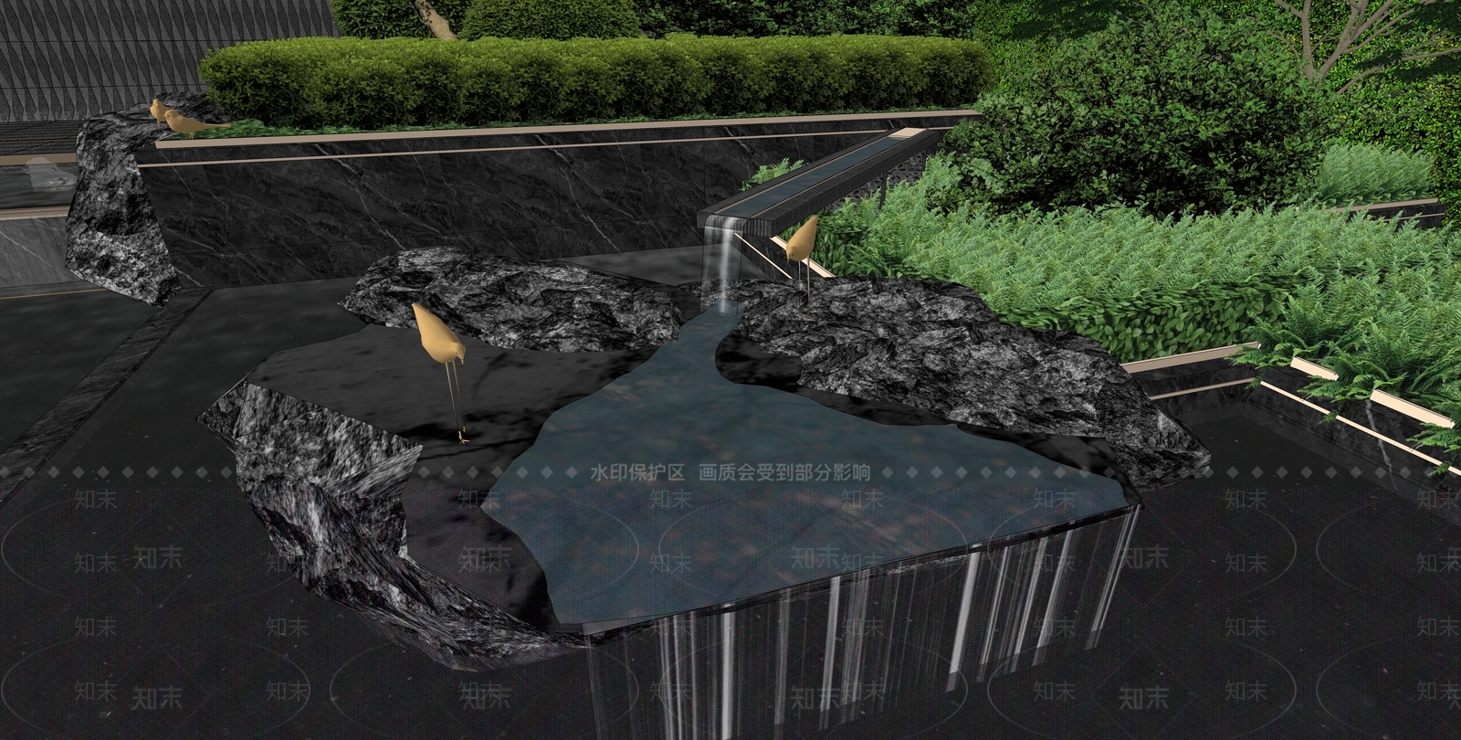 现代新中式水景SU模型下载【ID:1164414936】