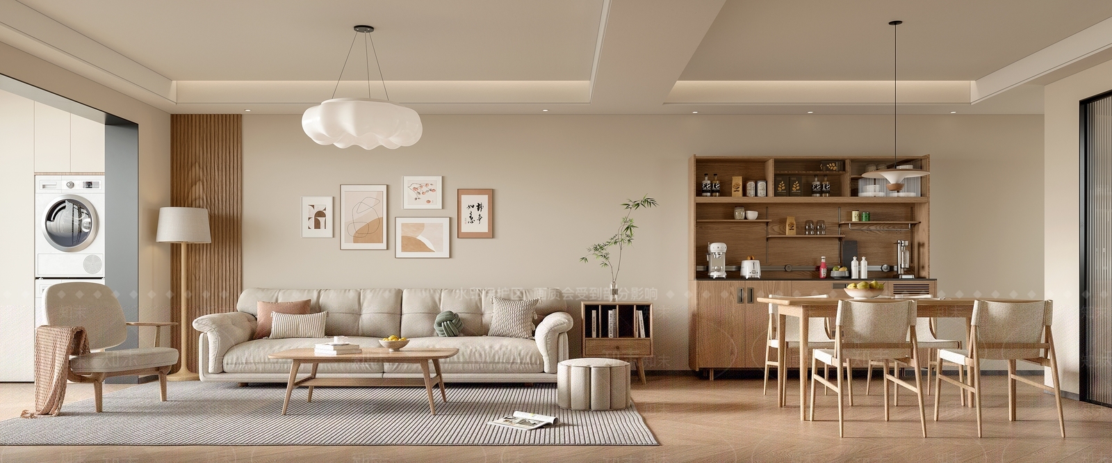 原木北欧客餐厅SU模型下载【ID:1164427504】