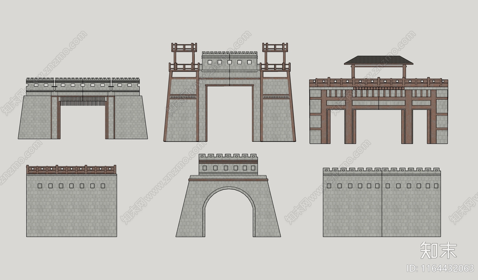 中式复古古建筑SU模型下载【ID:1164432063】