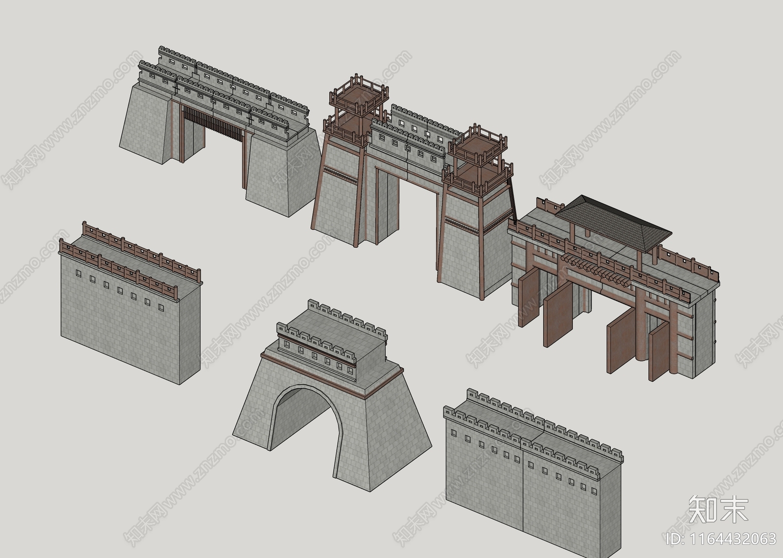 中式复古古建筑SU模型下载【ID:1164432063】