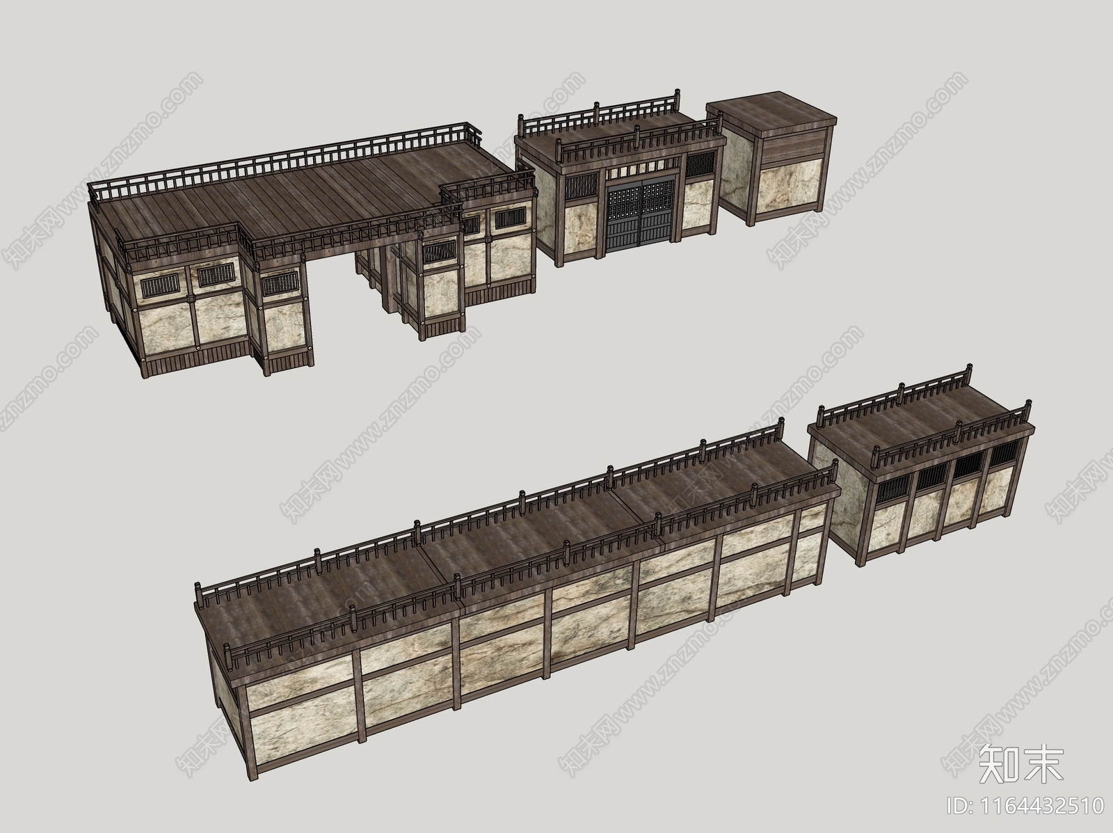 复古中式古建筑SU模型下载【ID:1164432510】