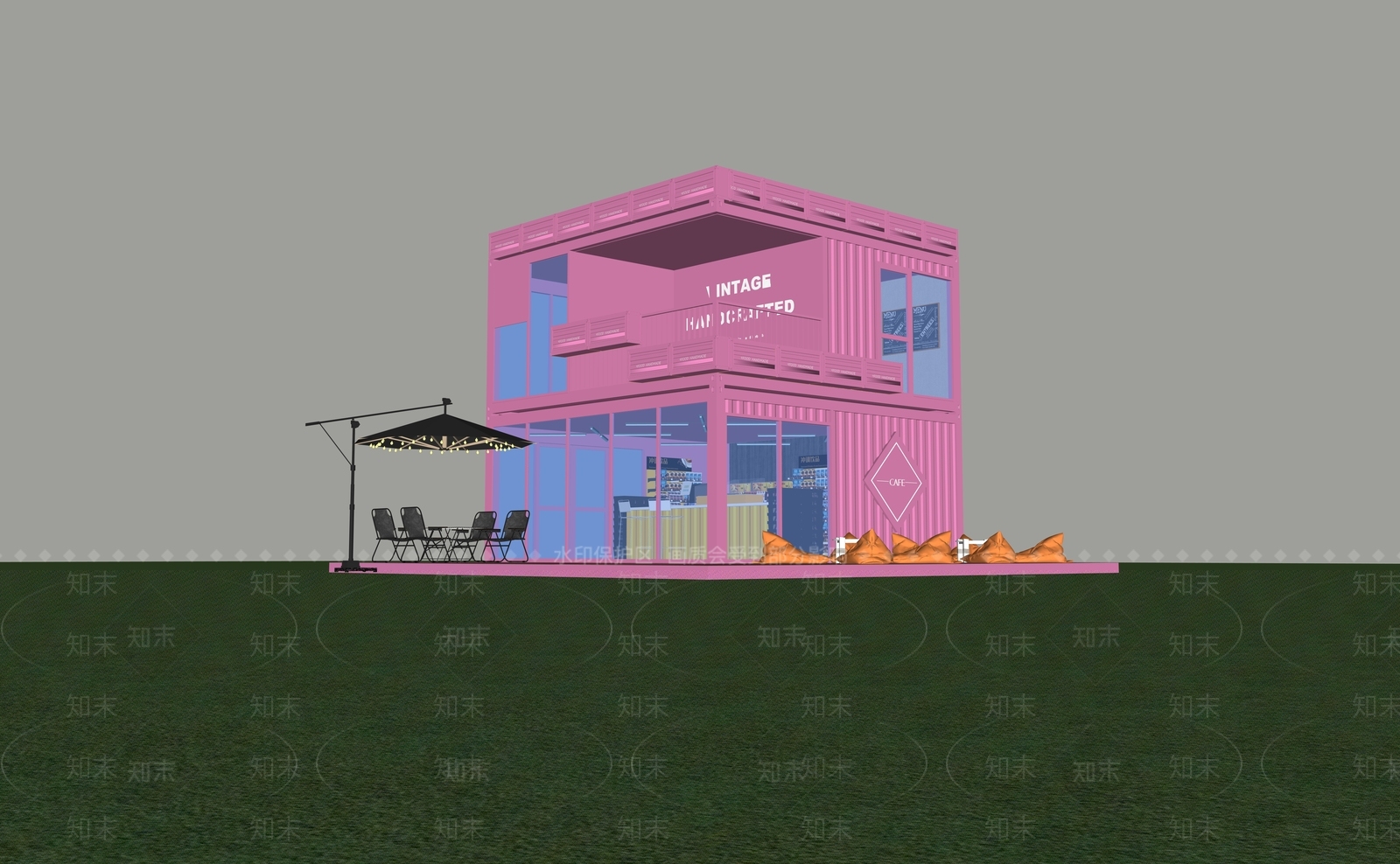 现代餐饮建筑SU模型下载【ID:1164436444】