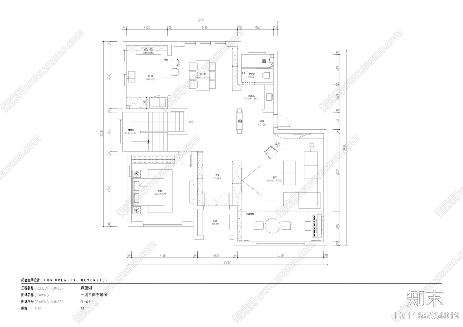 现代极简整体家装空间施工图下载【ID:1164664019】