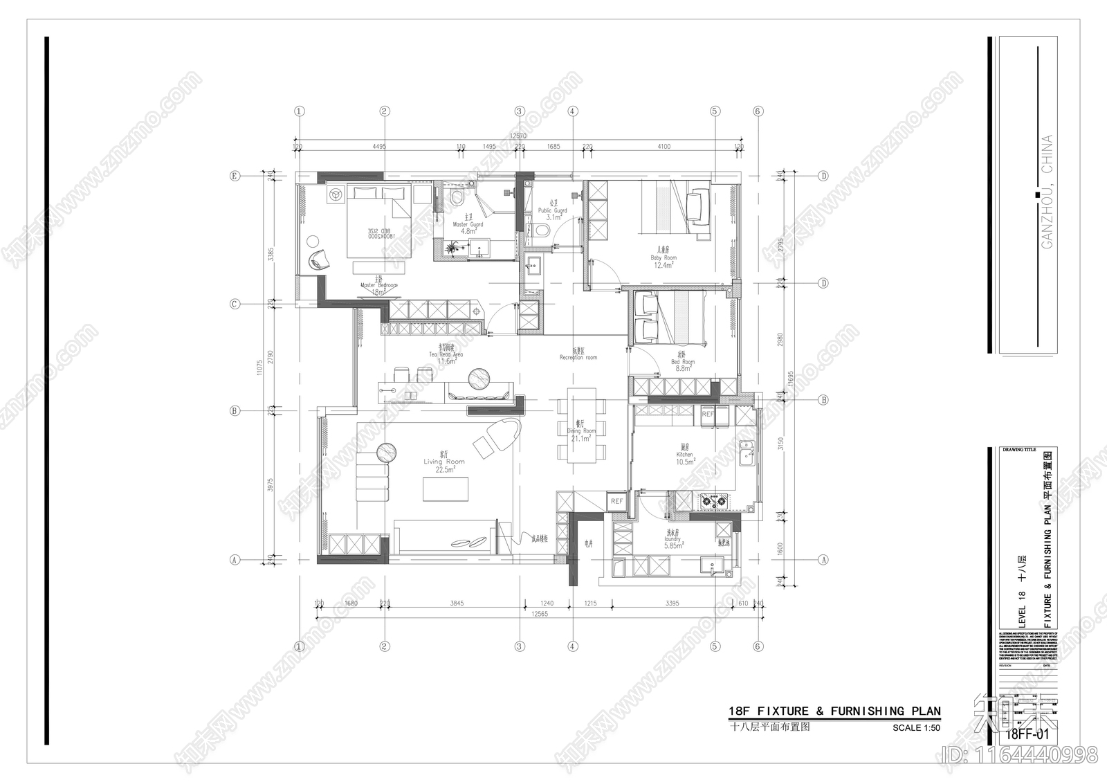 现代简约整体家装空间cad施工图下载【ID:1164440998】