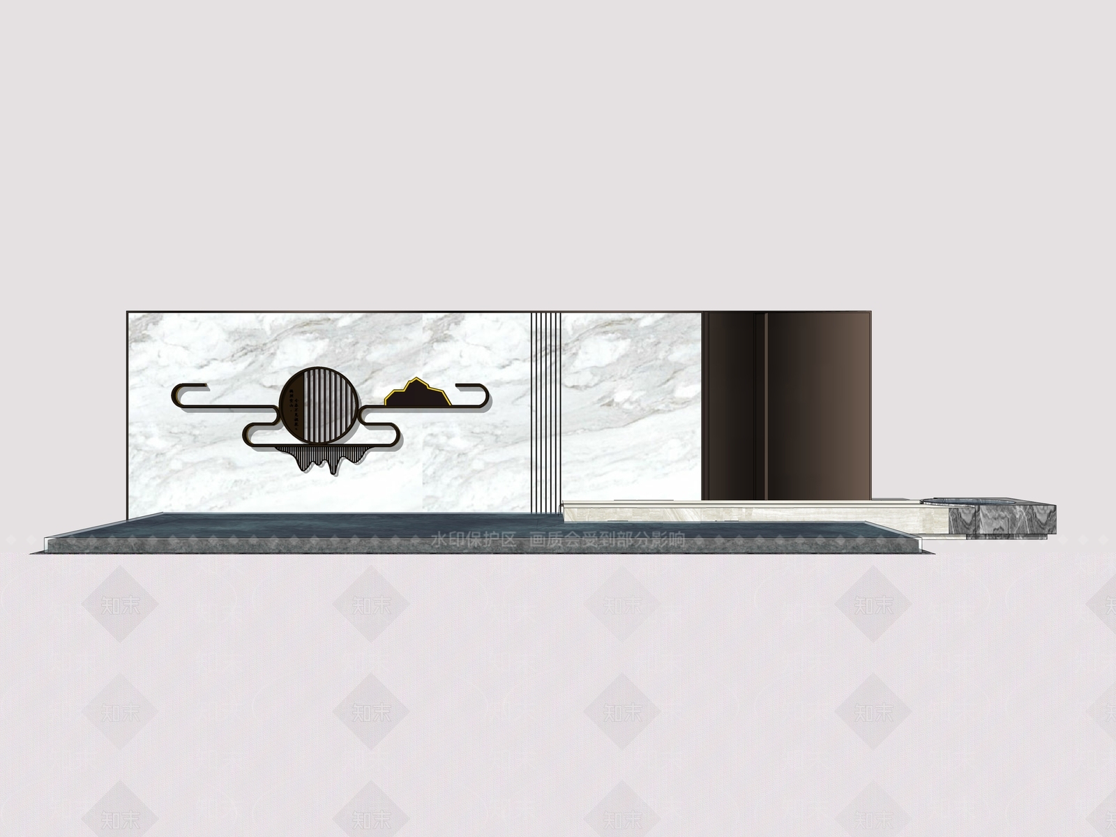 新中式景墙SU模型下载【ID:1164444428】