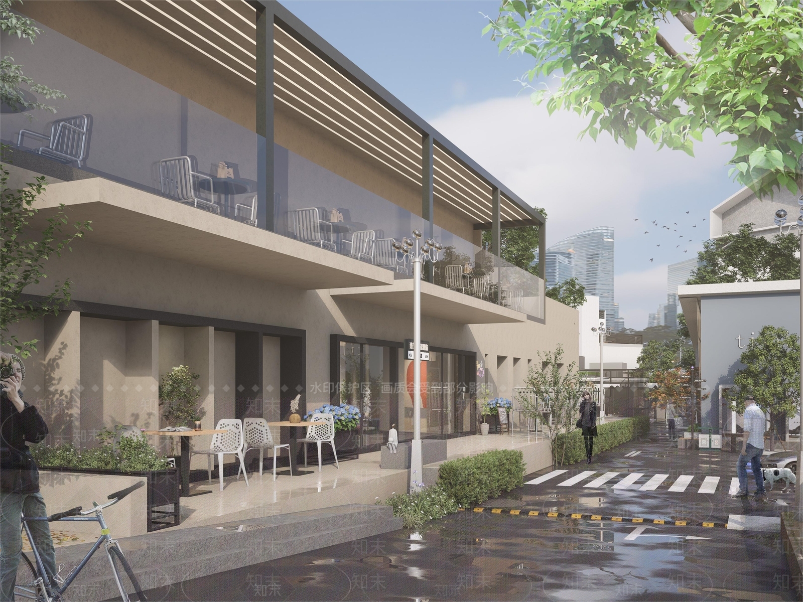 现代中式餐饮建筑SU模型下载【ID:1164445317】