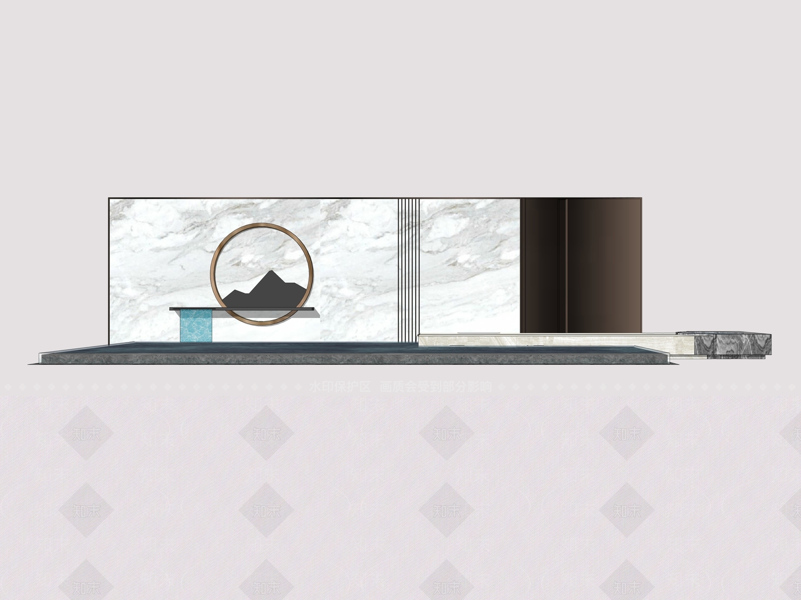 新中式景墙SU模型下载【ID:1164445453】