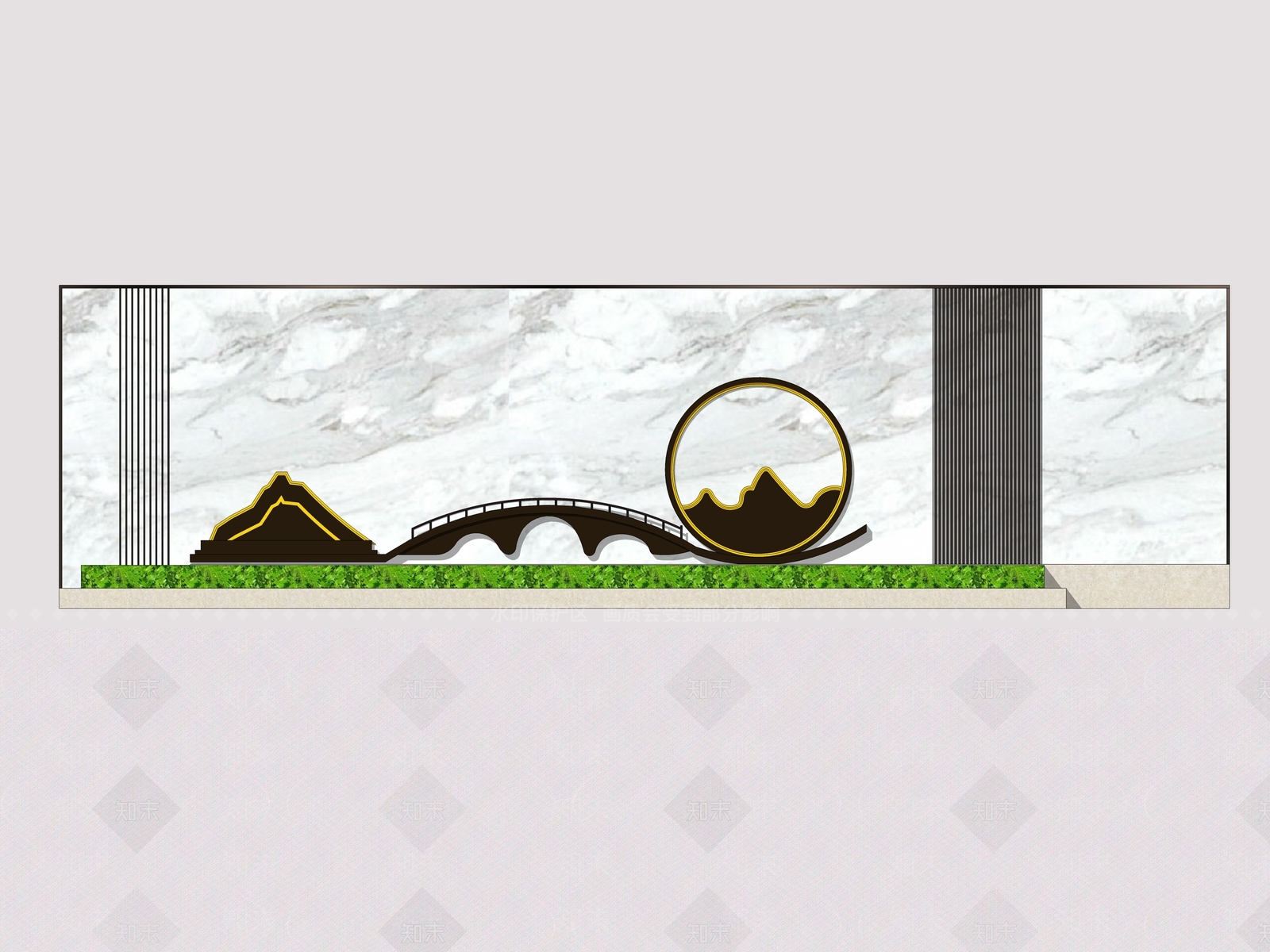 新中式景墙SU模型下载【ID:1164445824】