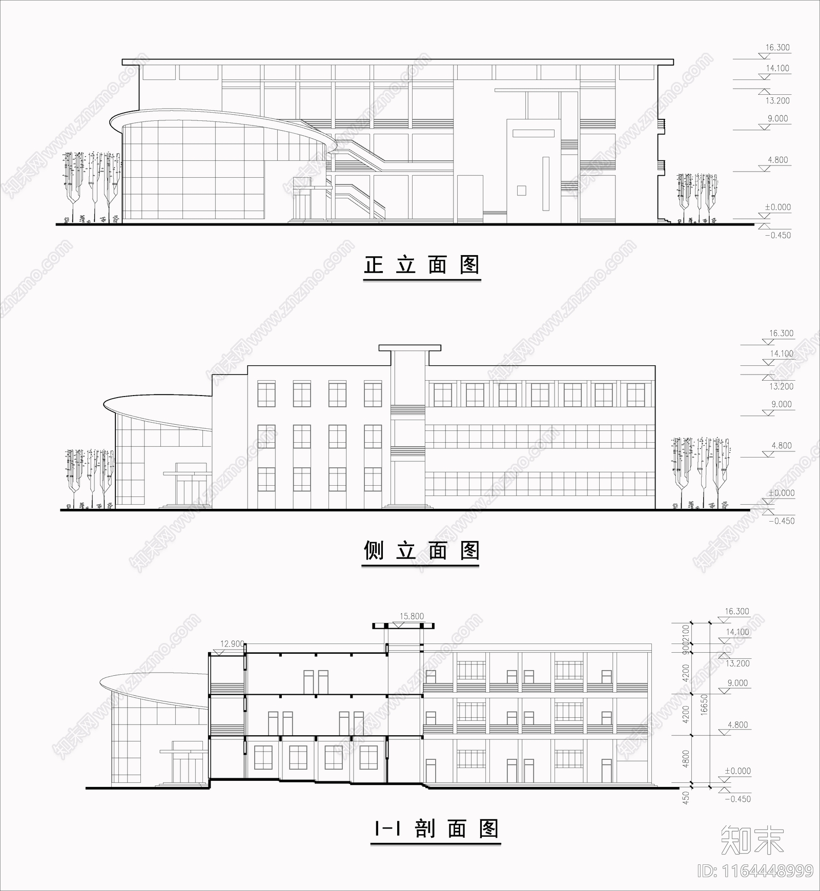 现代学校建筑cad施工图下载【ID:1164448999】