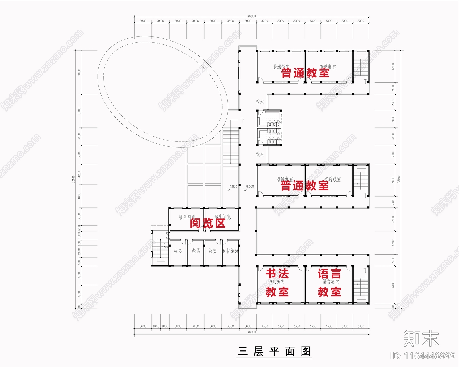 现代学校建筑cad施工图下载【ID:1164448999】