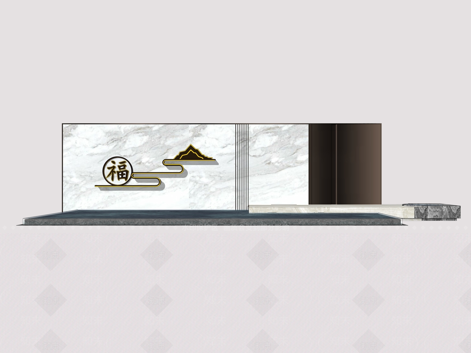 新中式景墙SU模型下载【ID:1164460883】
