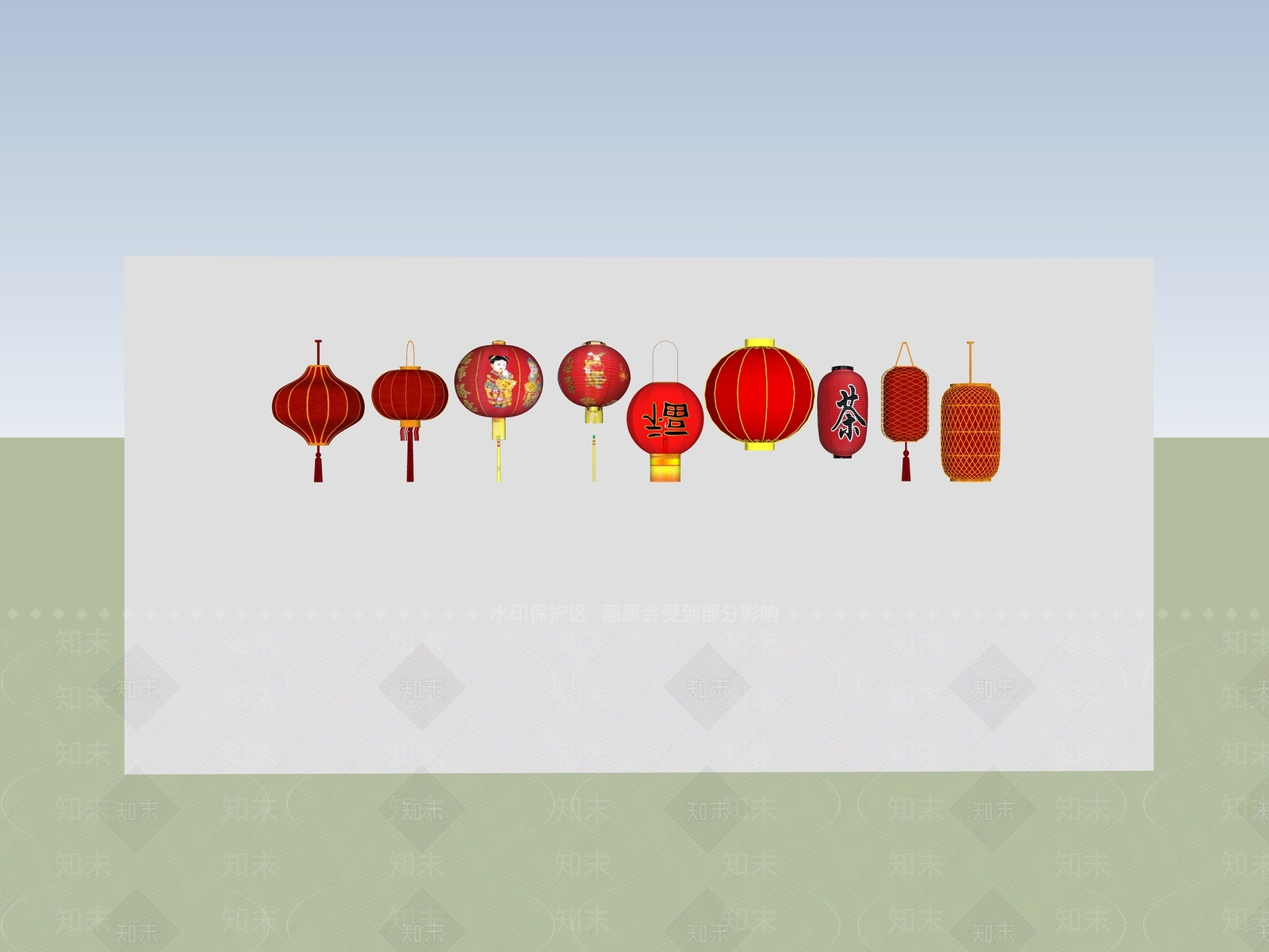 中式简约灯笼SU模型下载【ID:1164463092】