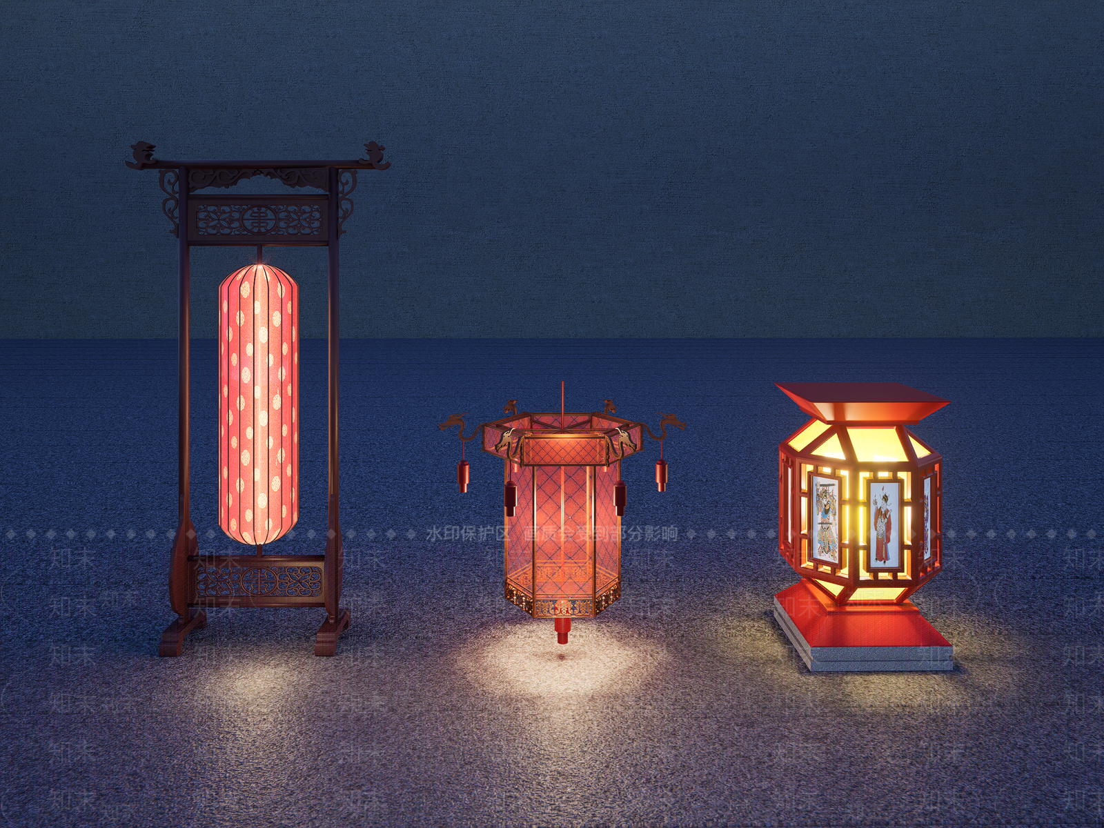 中式复古灯笼SU模型下载【ID:1164463111】
