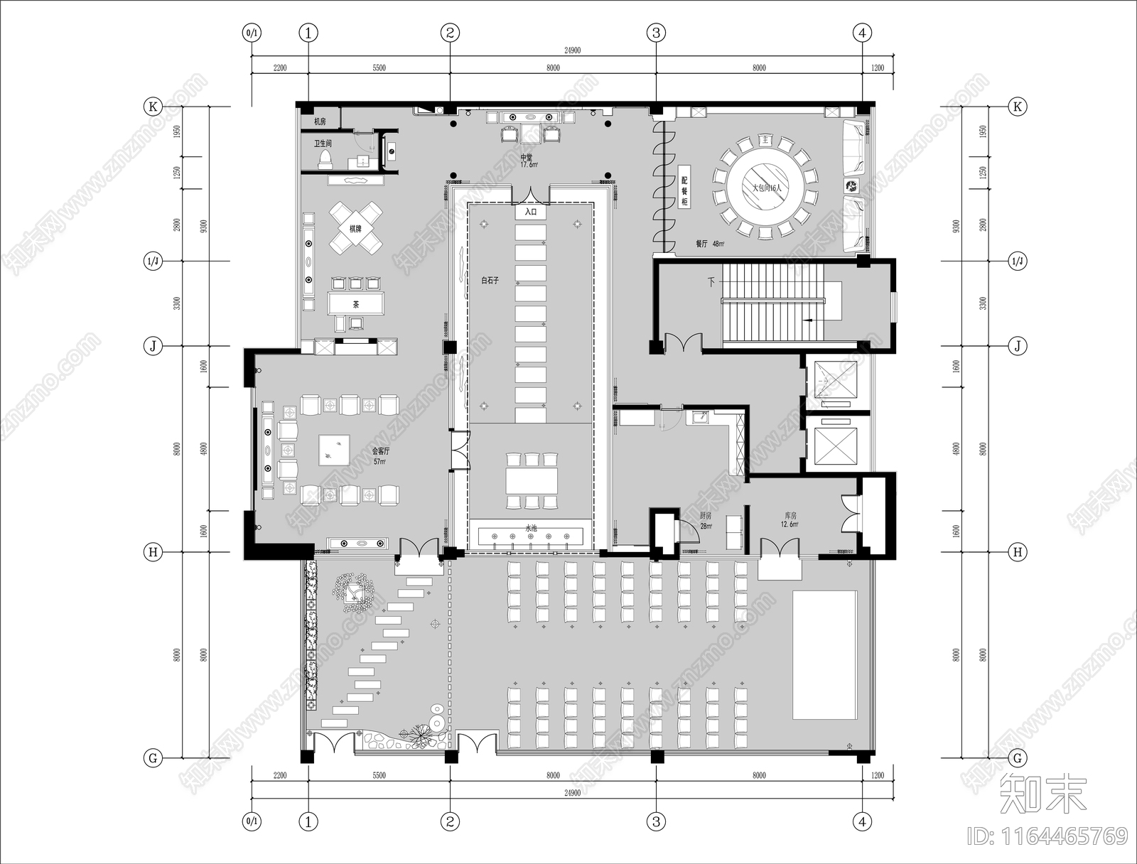 新中式会所cad施工图下载【ID:1164465769】