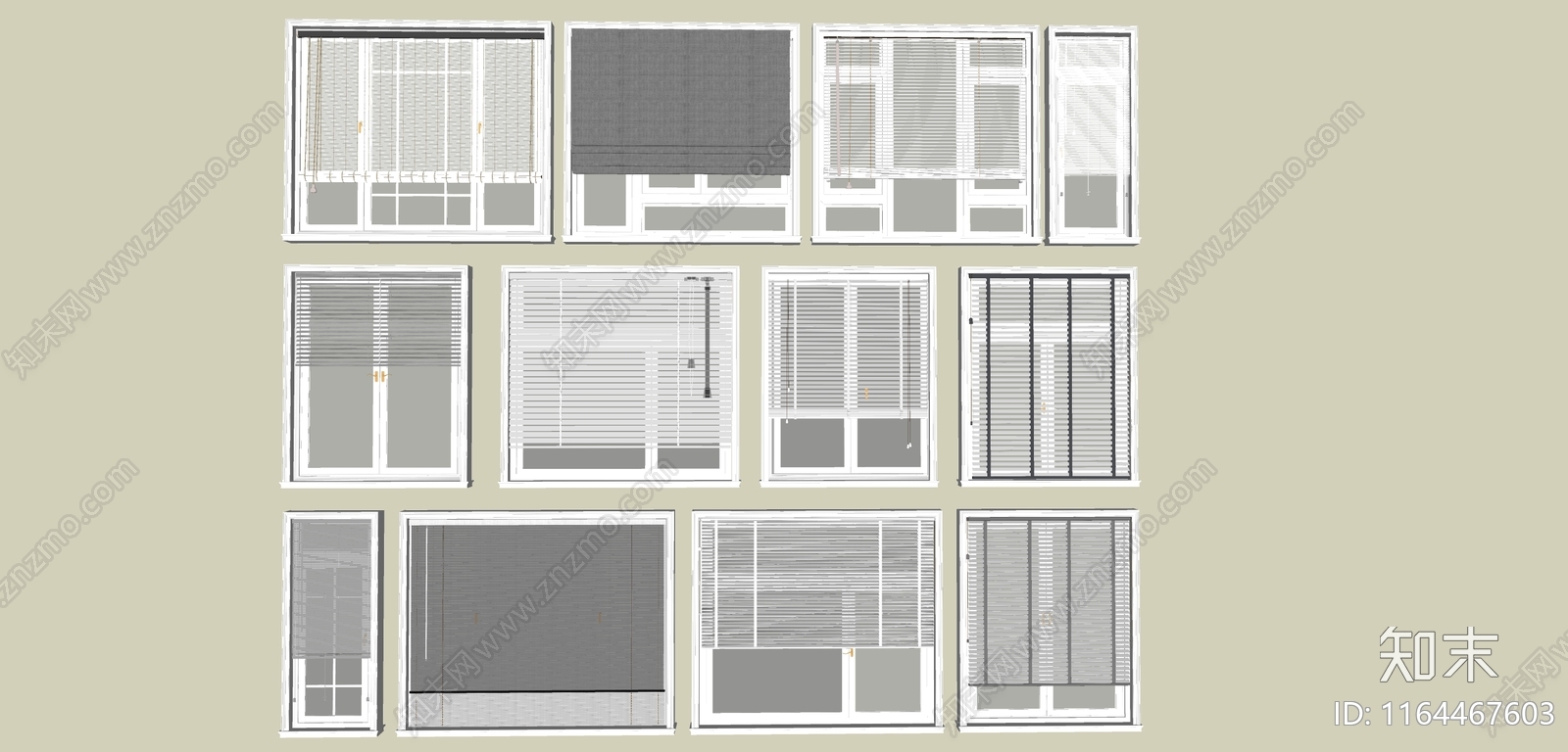 现代新中式百叶窗SU模型下载【ID:1164467603】