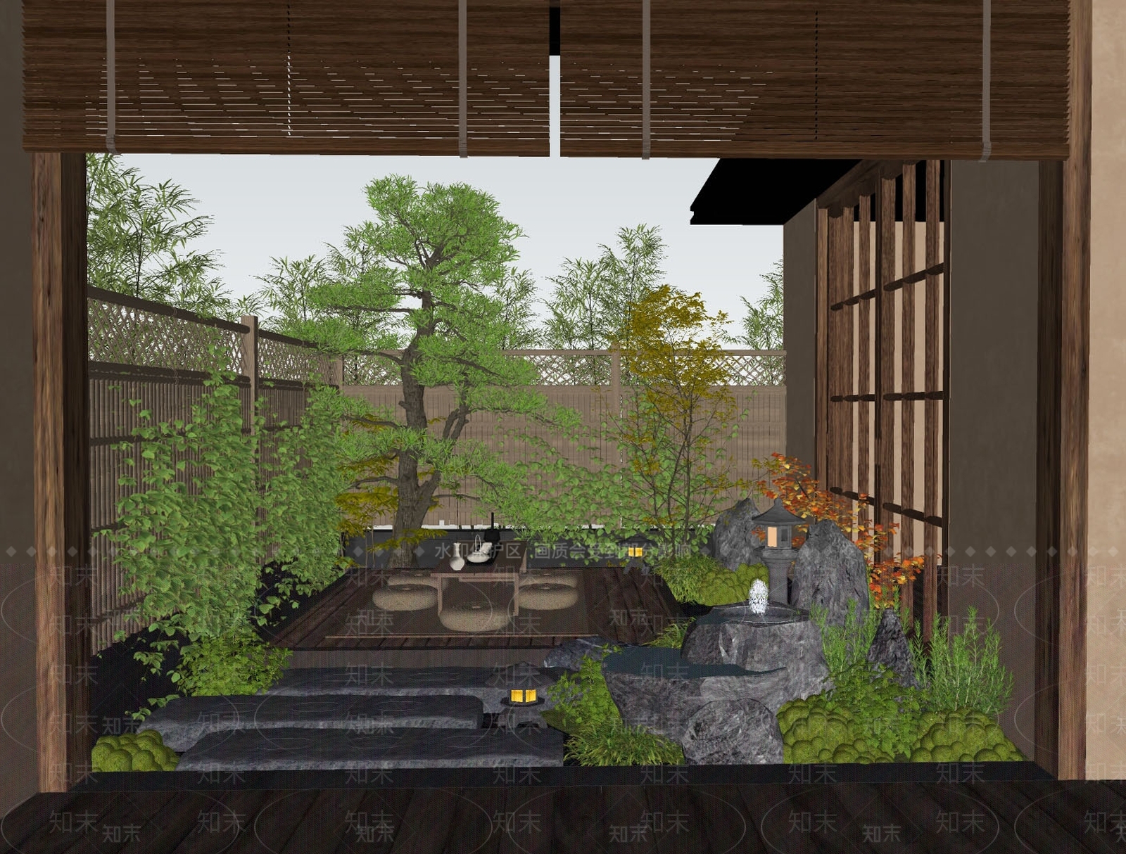 日式乡村庭院SU模型下载【ID:1164494792】