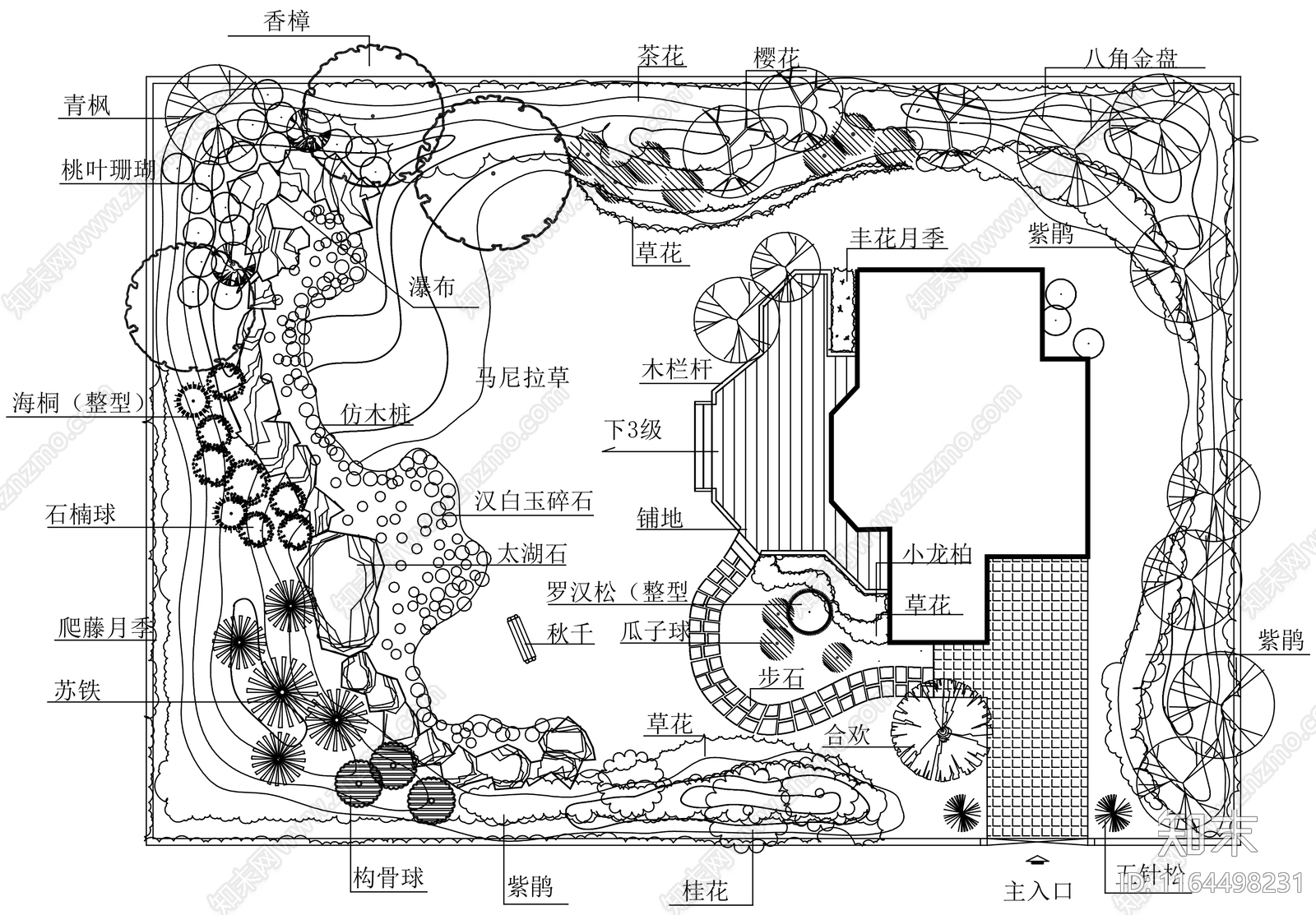 现代中式庭院施工图下载【ID:1164498231】