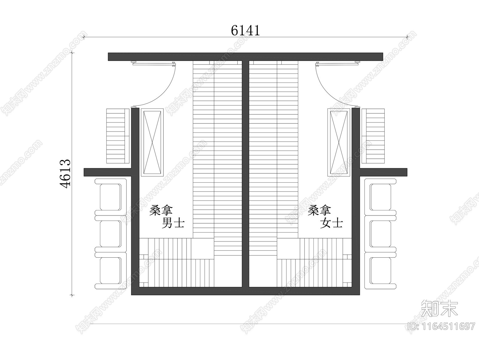 现代洗浴中心施工图下载【ID:1164511697】
