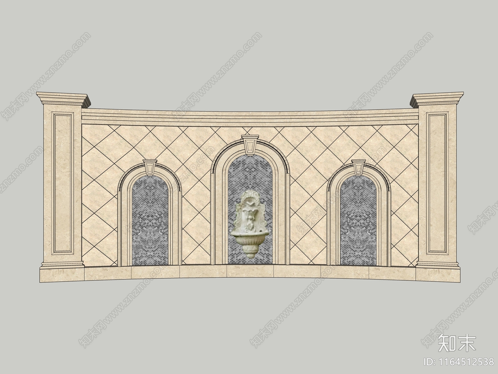 欧式美式景墙SU模型下载【ID:1164512538】