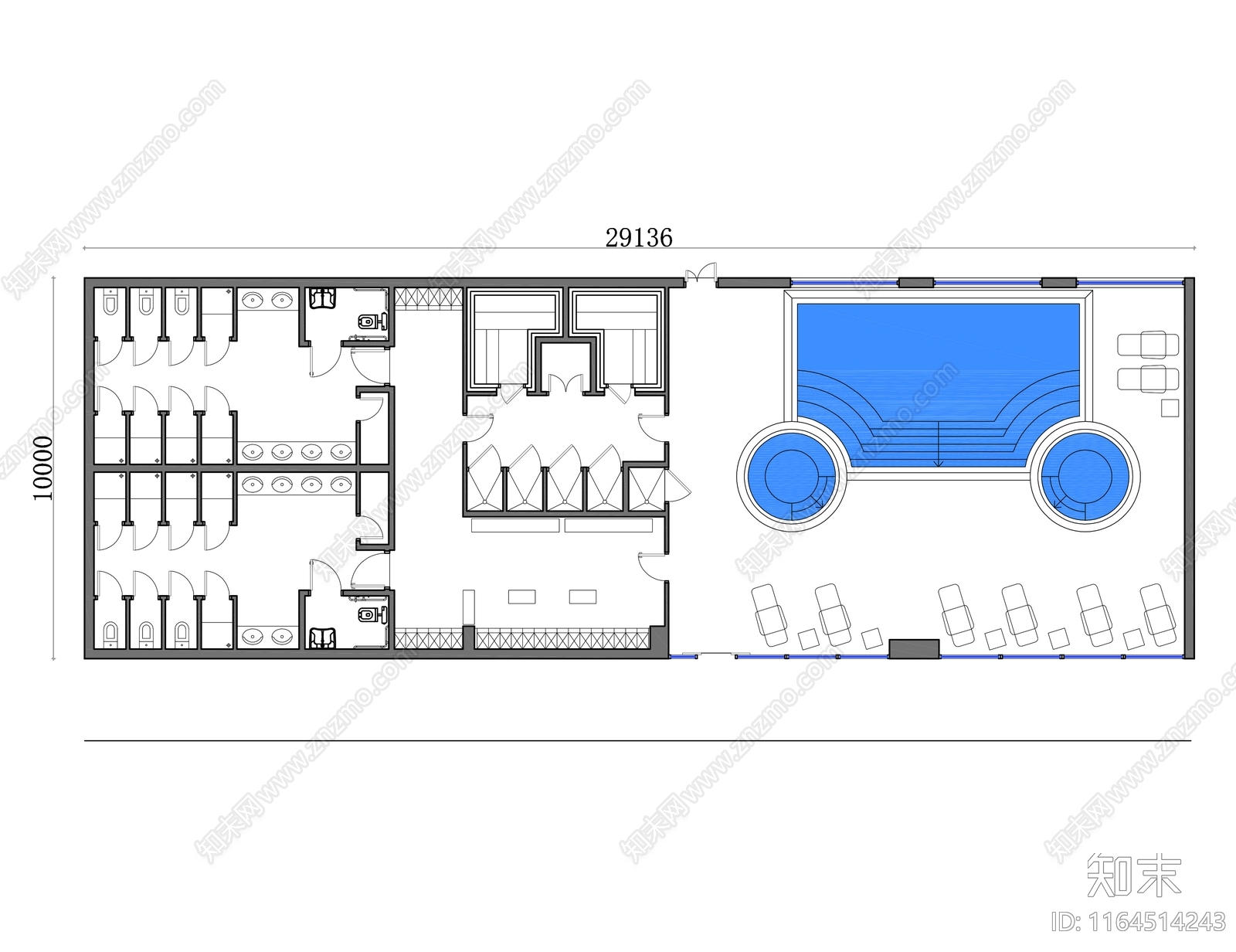 现代会所cad施工图下载【ID:1164514243】