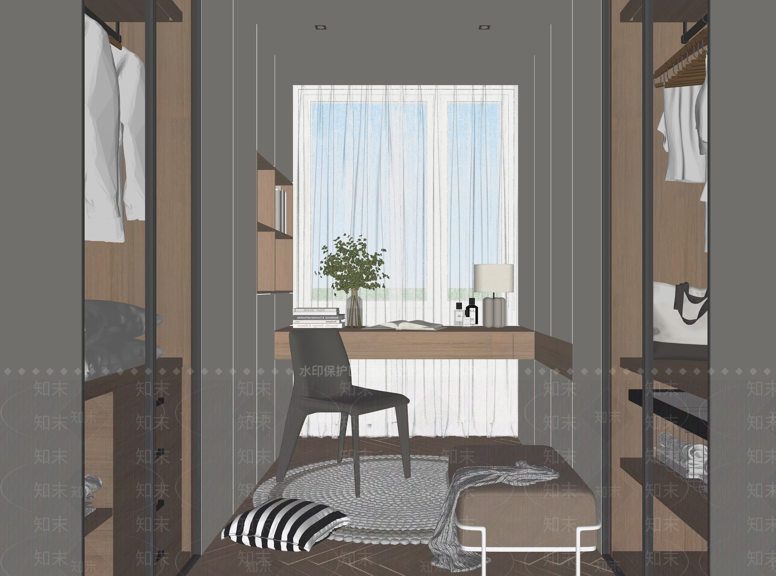 现代衣帽间SU模型下载【ID:1164514001】
