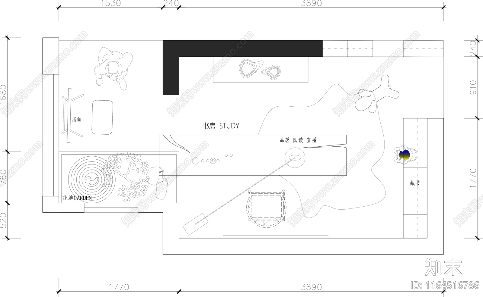 现代茶室施工图下载【ID:1164516786】