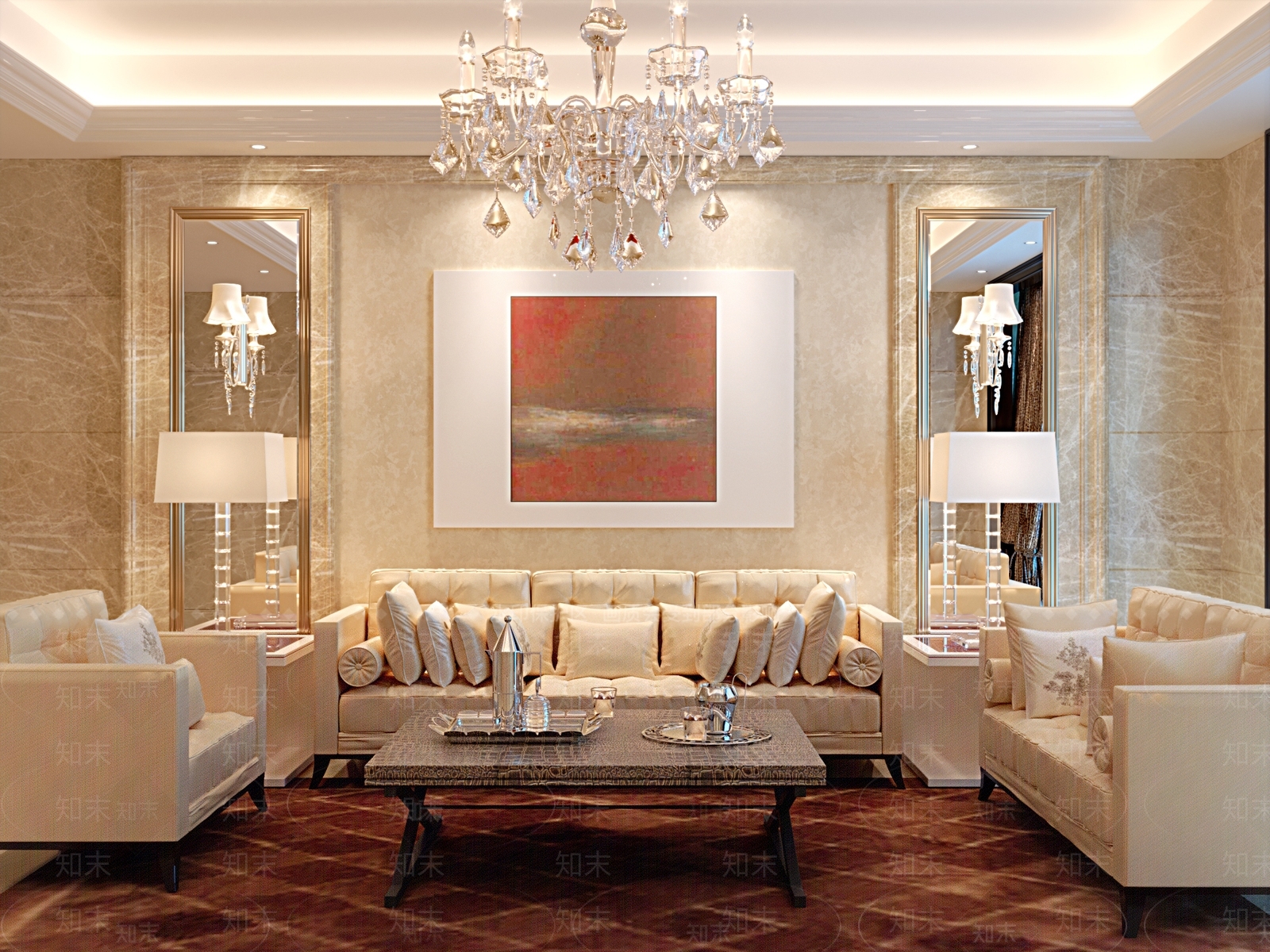 欧式简欧家居客厅3D模型下载【ID:1164516965】