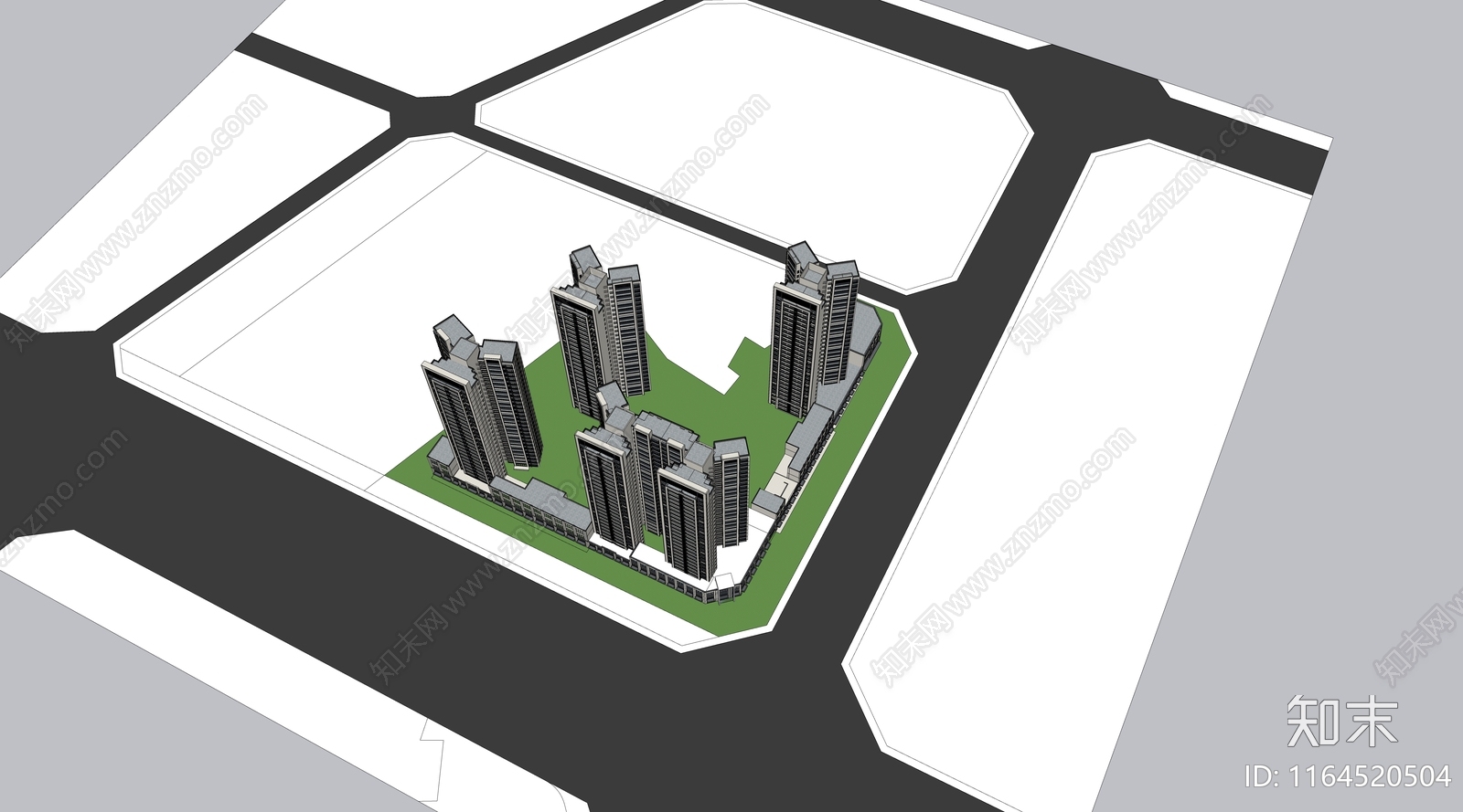 现代高层住宅SU模型下载【ID:1164520504】