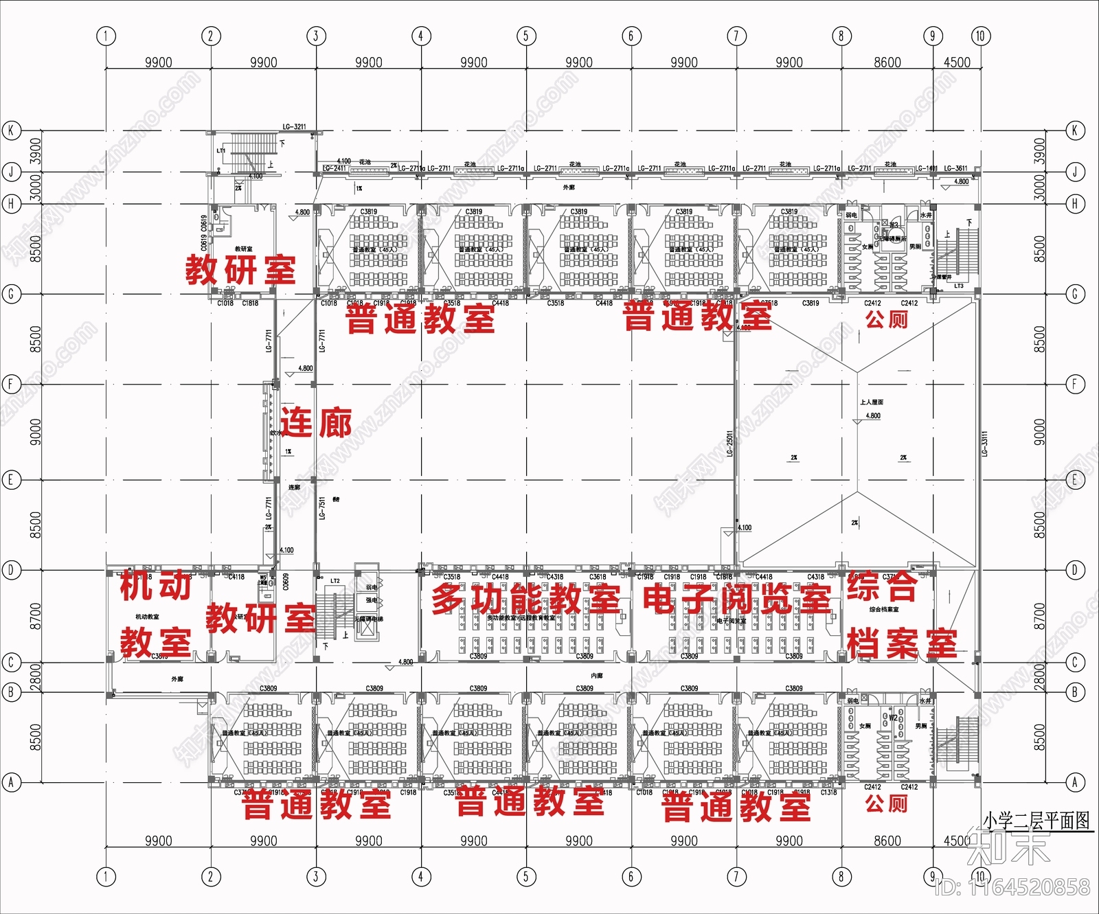 现代学校建筑cad施工图下载【ID:1164520858】
