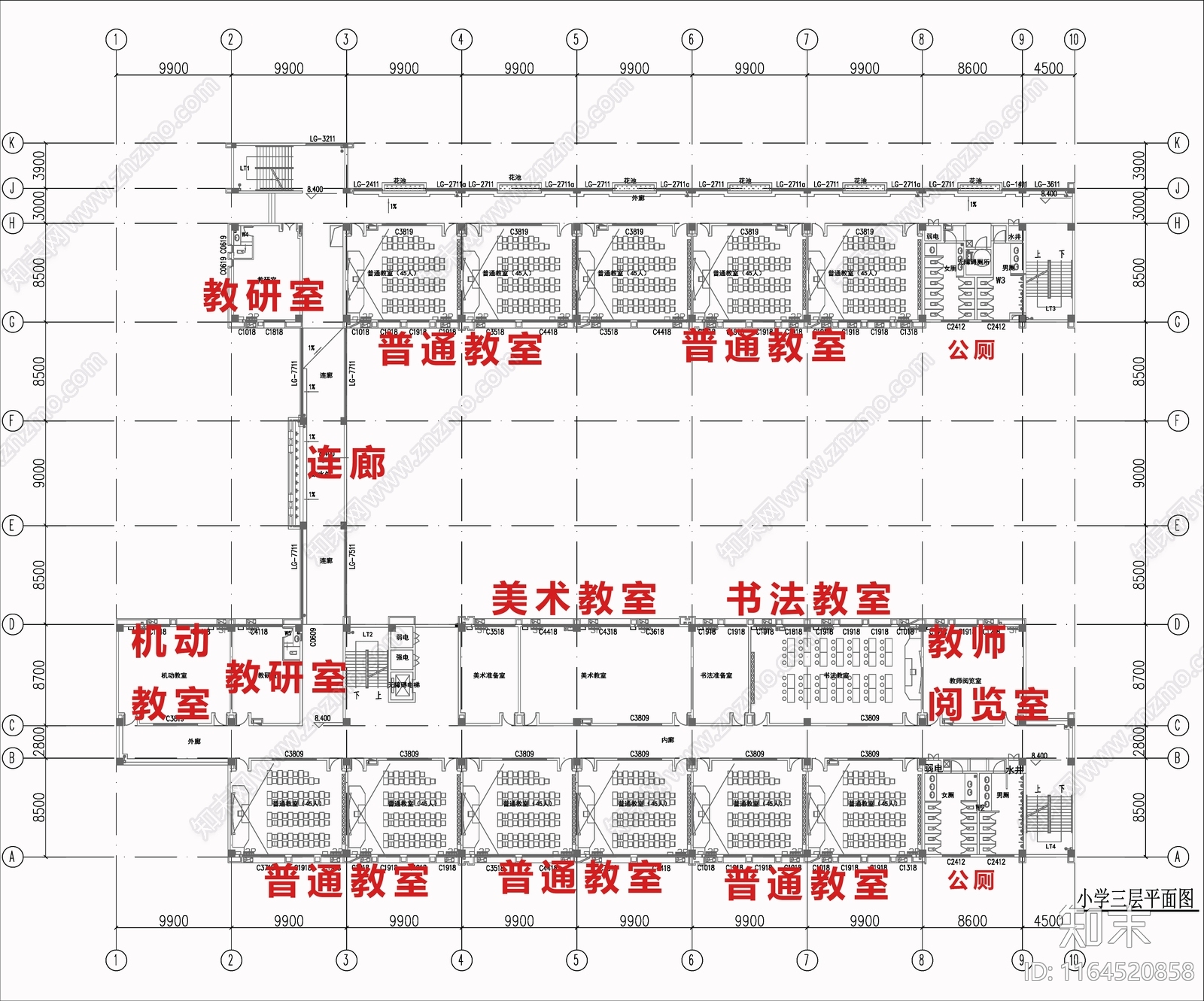现代学校建筑cad施工图下载【ID:1164520858】