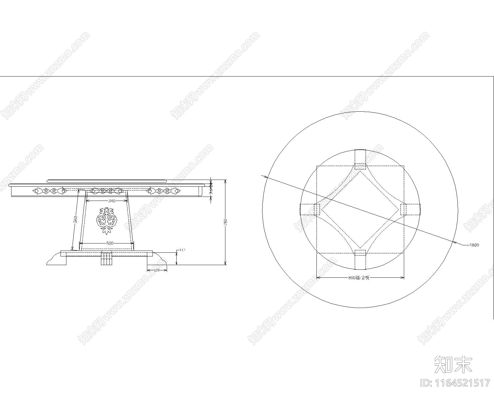 美式桌椅cad施工图下载【ID:1164521517】