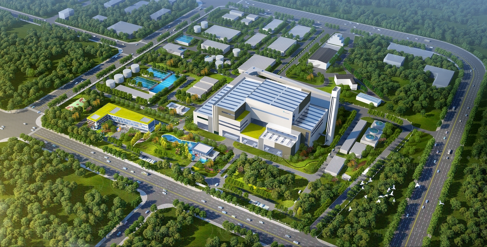 现代发电厂SU模型下载【ID:1164534941】