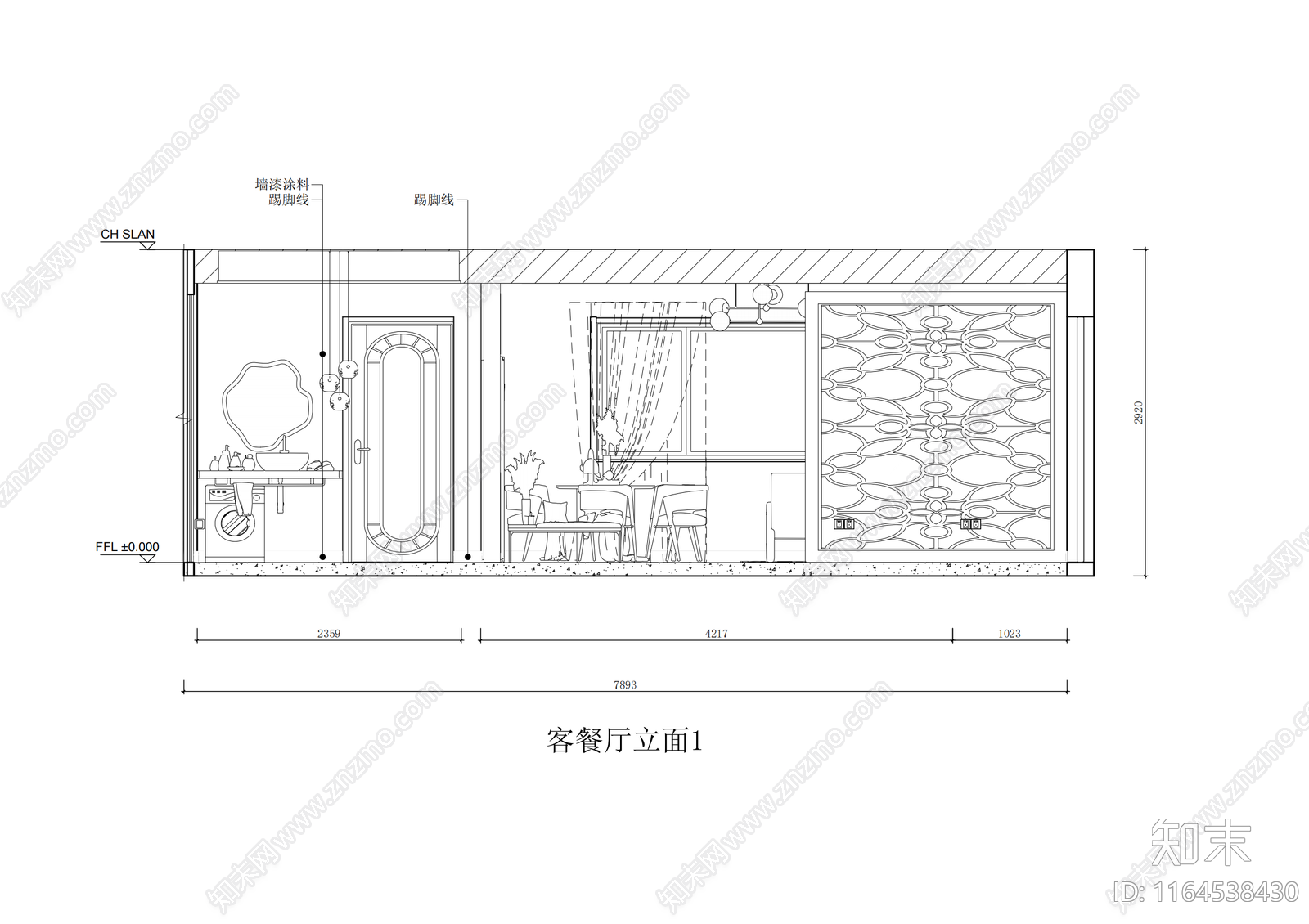 现代轻奢整体家装空间cad施工图下载【ID:1164538430】