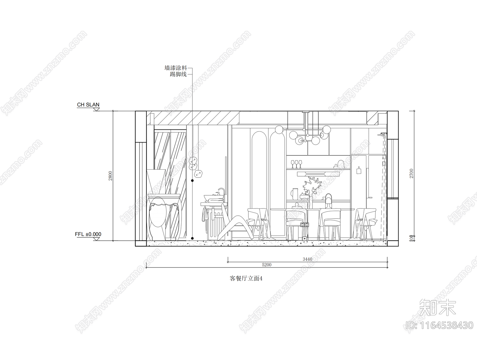 现代轻奢整体家装空间cad施工图下载【ID:1164538430】