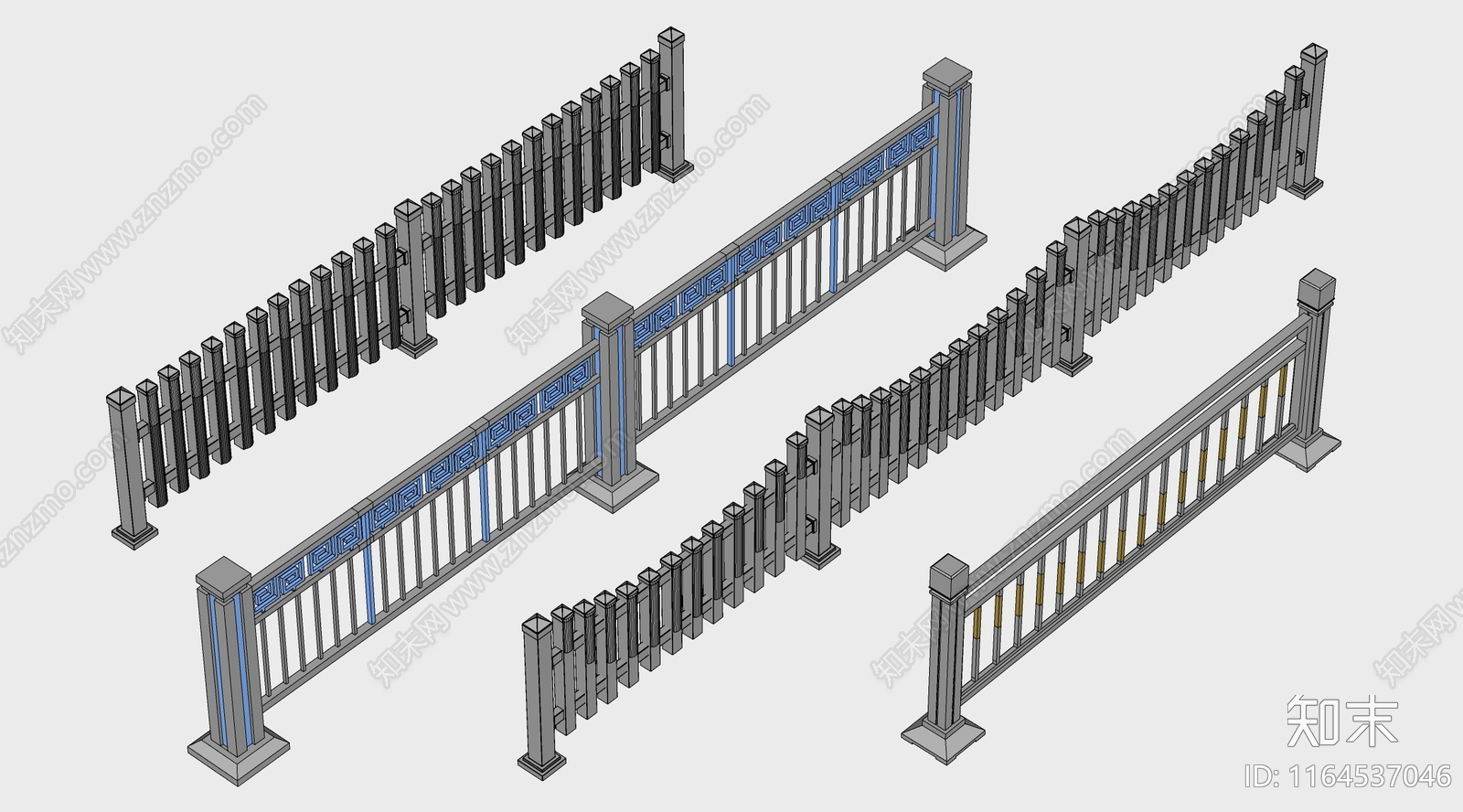 现代围栏护栏SU模型下载【ID:1164537046】