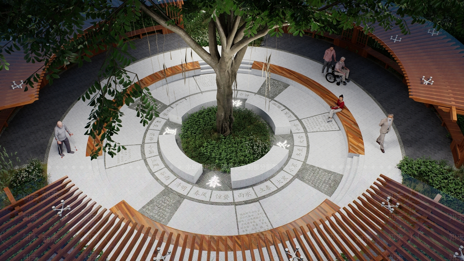 中式现代广场景观SU模型下载【ID:1164541077】