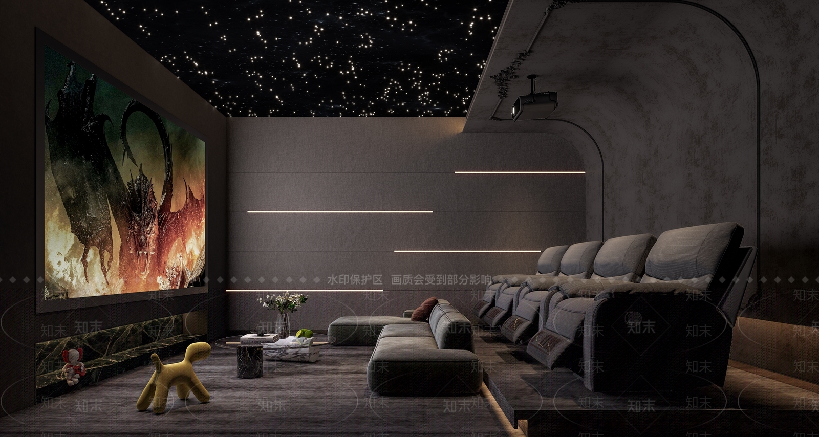 现代欧式影音室3D模型下载【ID:1164542632】