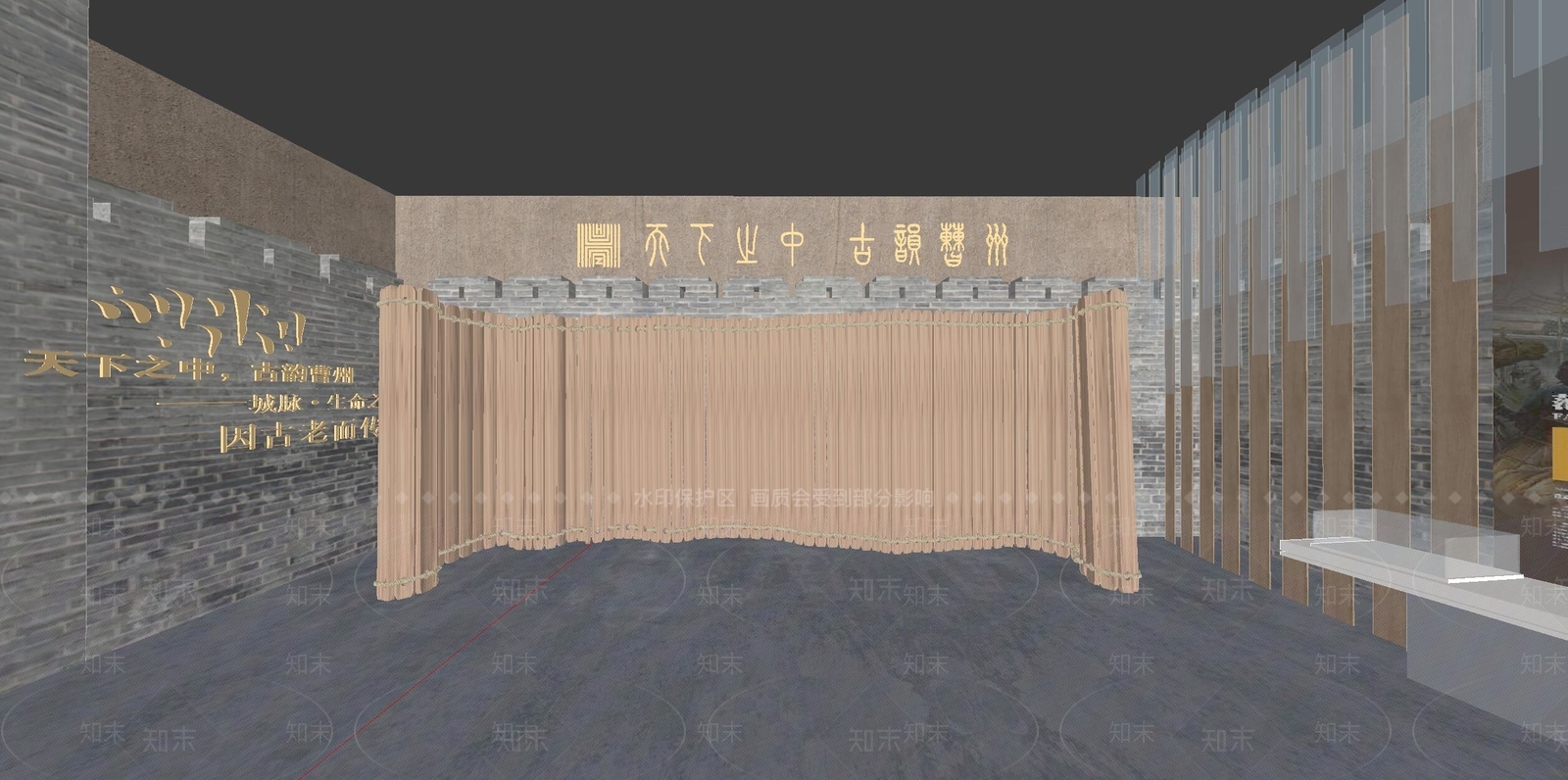 现代中式博物馆SU模型下载【ID:1164543085】