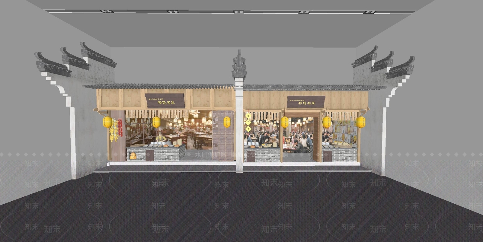 现代中式博物馆SU模型下载【ID:1164543741】