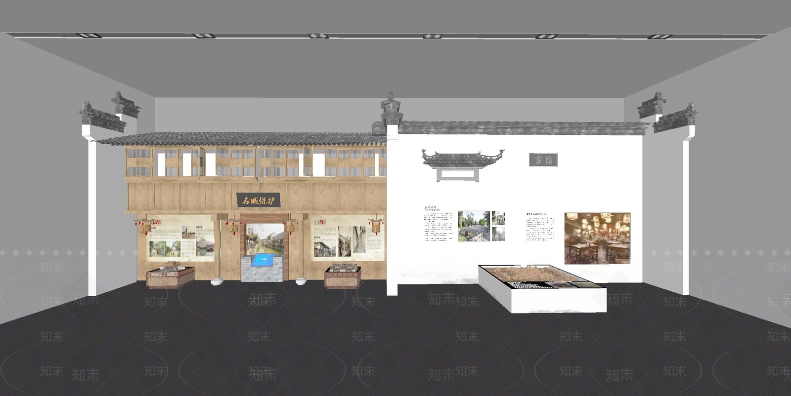 现代中式博物馆SU模型下载【ID:1164544173】