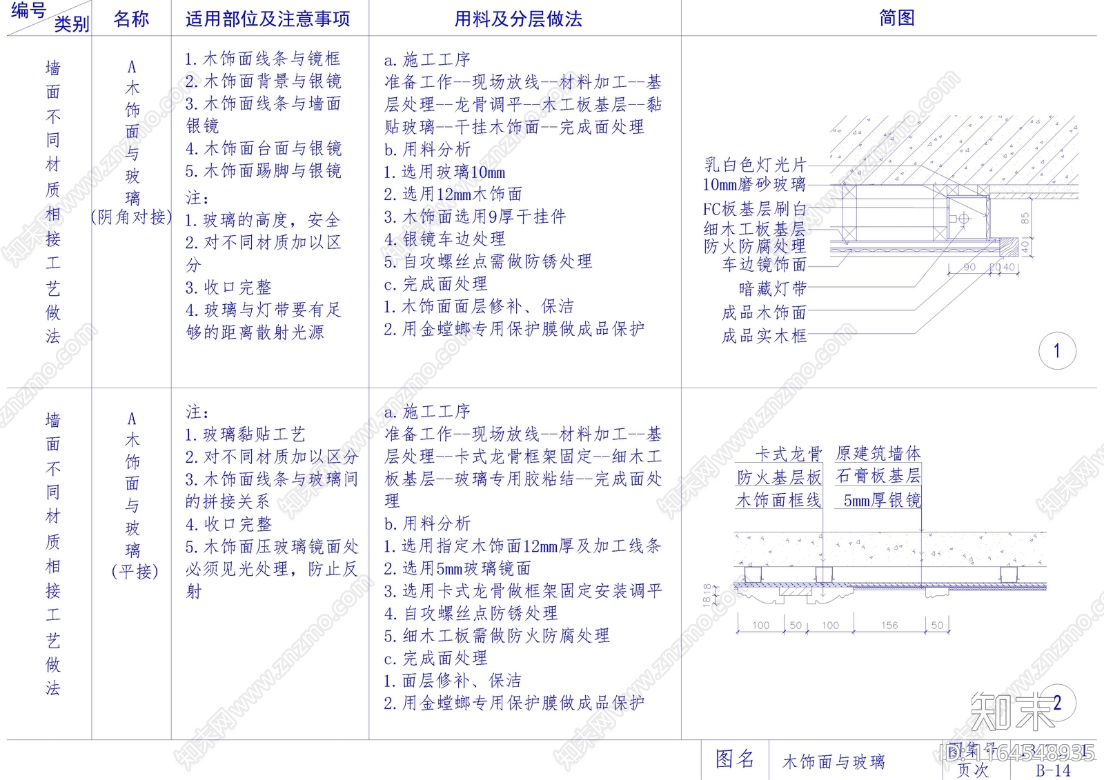 新中式中式墙面节点cad施工图下载【ID:1164548935】