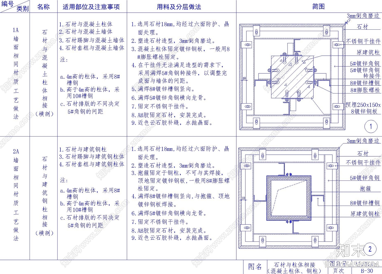 现代墙面节点cad施工图下载【ID:1164549504】