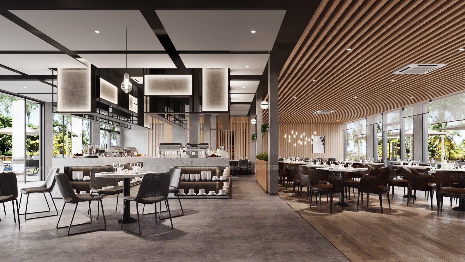 现代自助餐厅3D模型下载【ID:1164560653】