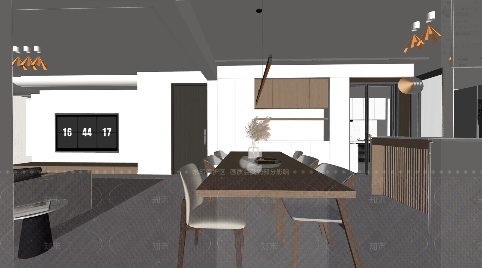 现代家居餐厅SU模型下载【ID:1216004670】