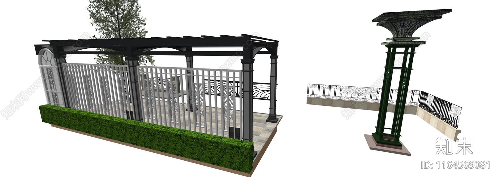 现代简约围栏护栏SU模型下载【ID:1164569081】