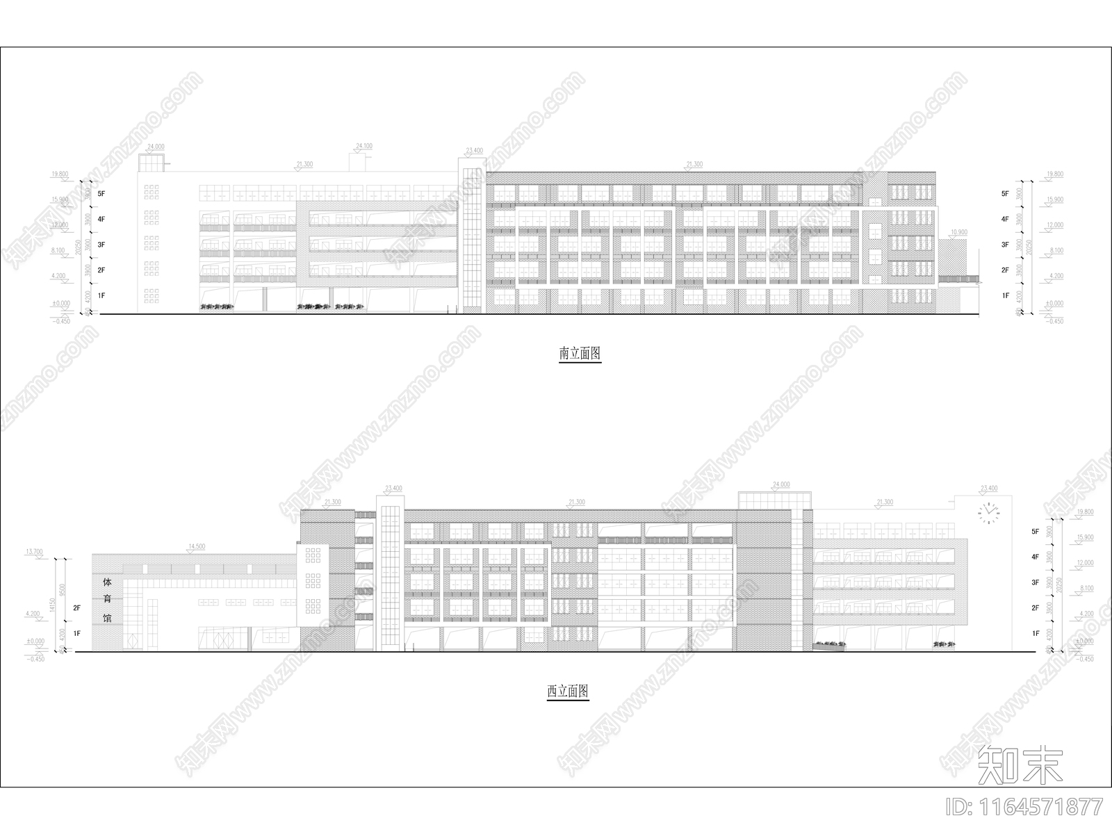 现代学校建筑cad施工图下载【ID:1164571877】