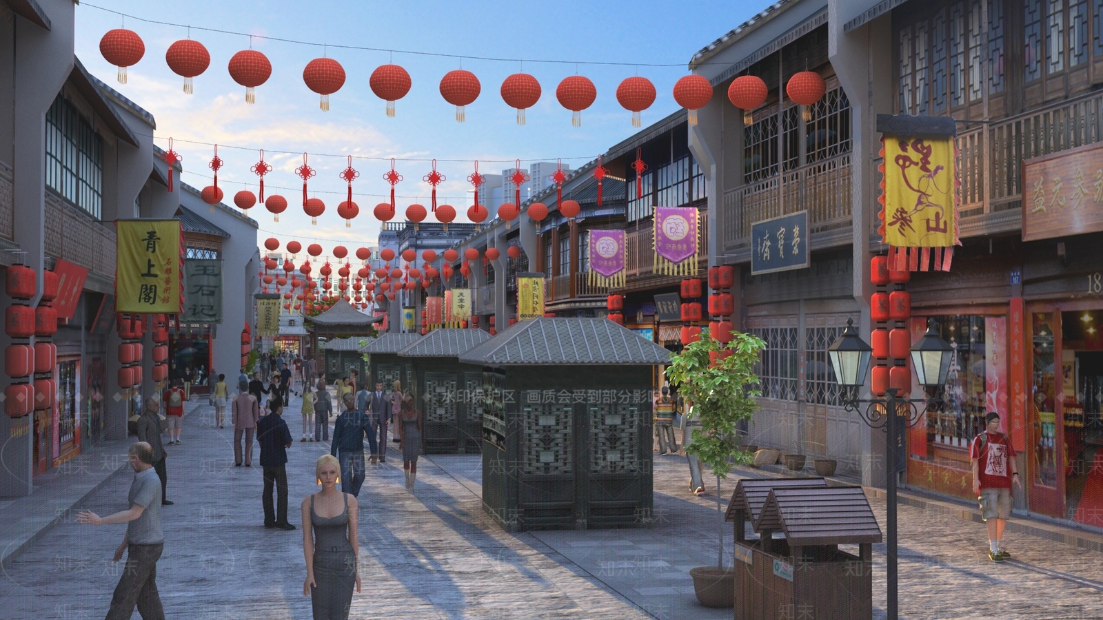 中式商业街3D模型下载【ID:1164573943】
