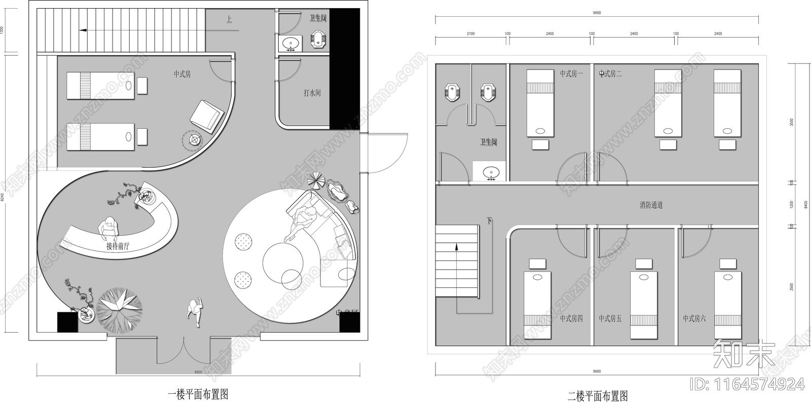 现代美容院cad施工图下载【ID:1164574924】